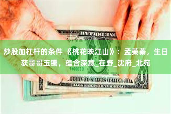 炒股加杠杆的条件 《桃花映江山》：孟蓁蓁，生日获哥哥玉镯，蕴含深意_在野_沈府_北苑