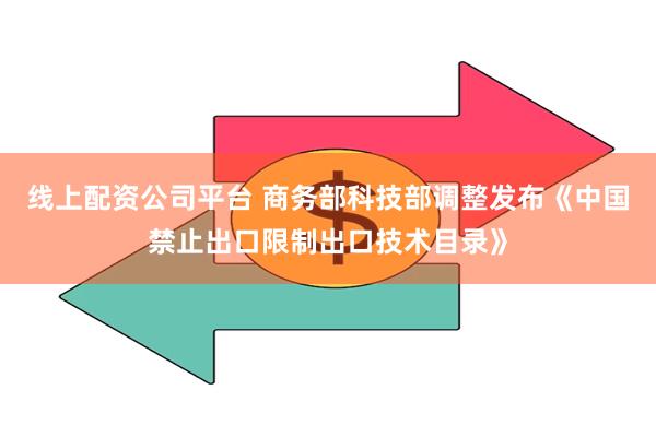 线上配资公司平台 商务部科技部调整发布《中国禁止出口限制出口技术目录》